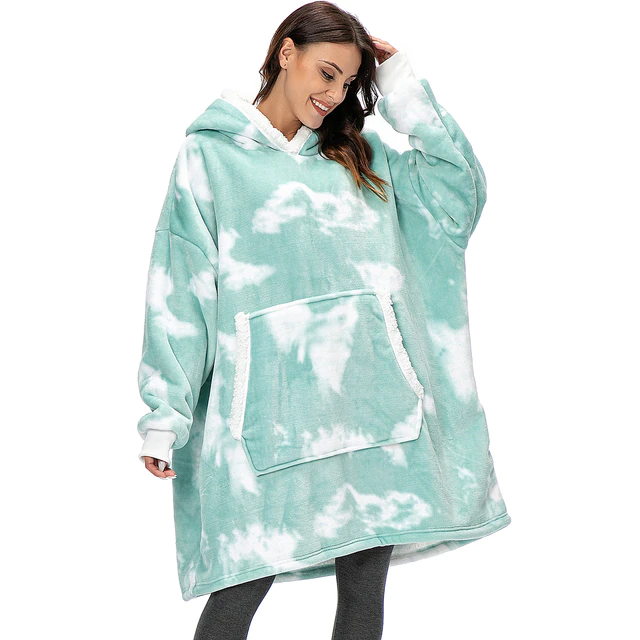Women Oversized Hoodie Blanket with Sleeves Fleece Warm Hoodies Sweatshirts Giant TV Blanket Women Hoody