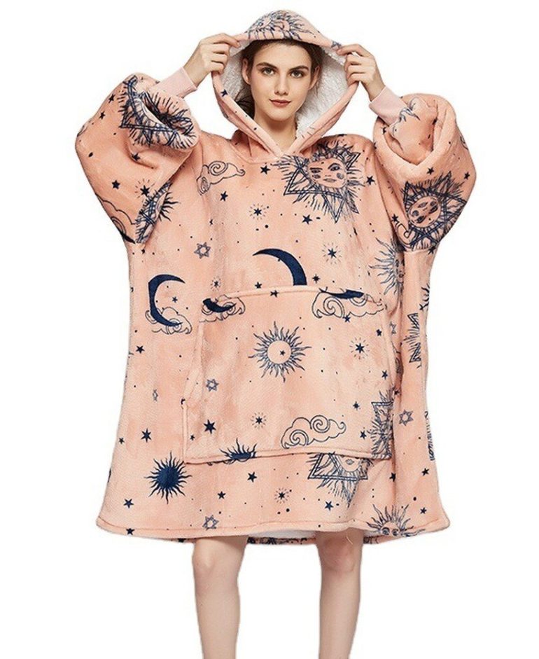 mainimage52022 Winter Women Blanket Hooded Flannel Nightgown Fruit Cartoon Pullover Women s Warm Loose Lazy Clothing