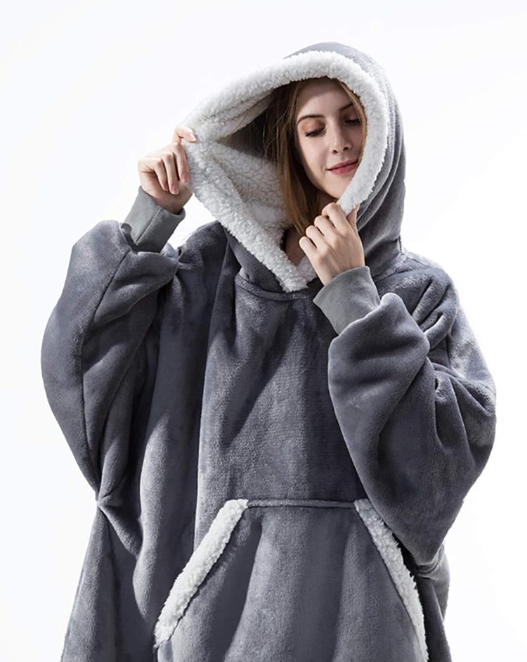 Wearable TV Hoodie Blanket Warm Plaid Blanket Hooded Winter Soft Plush Fleece Sofa Weighted Blanket With