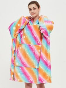 variantimage2Hoodie Blanket Women Hooded Sweatshirts Luminous Fleece Oversized Warm Wearable TV Blanket with Sleeve Giant Bata