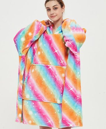 variantimage2Hoodie Blanket Women Hooded Sweatshirts Luminous Fleece Oversized Warm Wearable TV Blanket with Sleeve Giant Bata